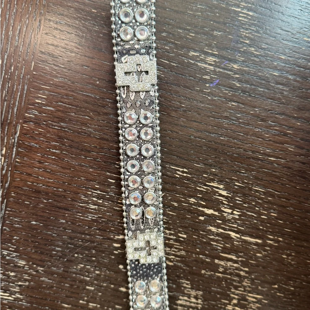 Shyanne Black and Silver Rhinestone with Crosses Kids Belt